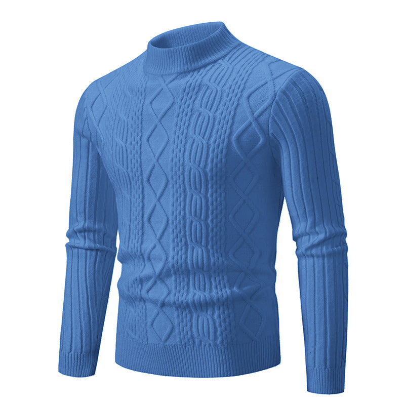 Men's ribbed cable knit turtleneck sweater Slim Fit Mune Fashion