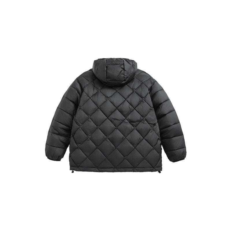 Unisex Boxy quilted jacket with hood, diamond quilting and two-way zipper Mune Fashion