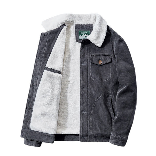 Men's fine cord worker jacket with full teddy lining and lapel collar Mune Fashion