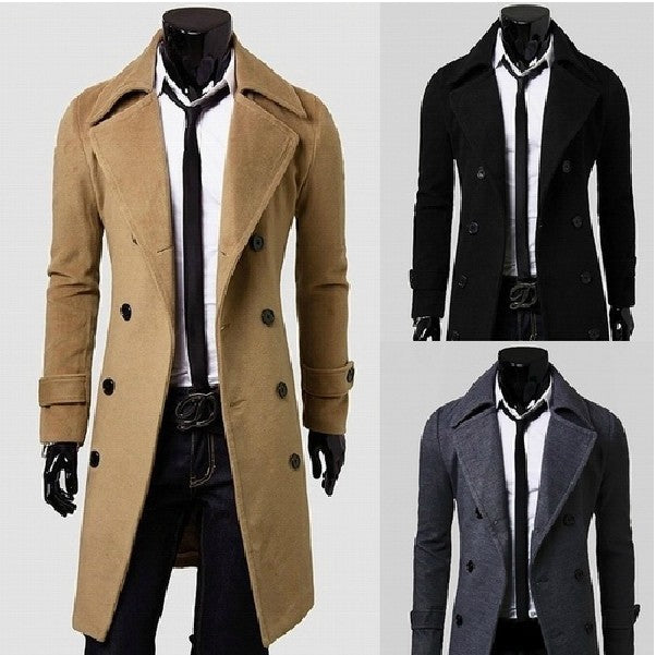 Men's elegant double-breasted coat with narrow tailoring and wide lapels Mune Fashion