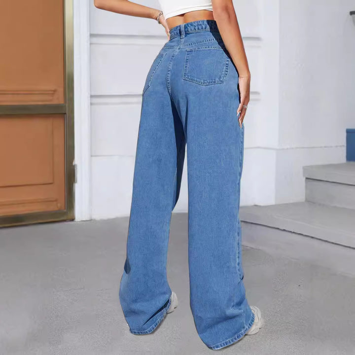 Women Wide Jeans Pants with Butterfly Print Mune Fashion