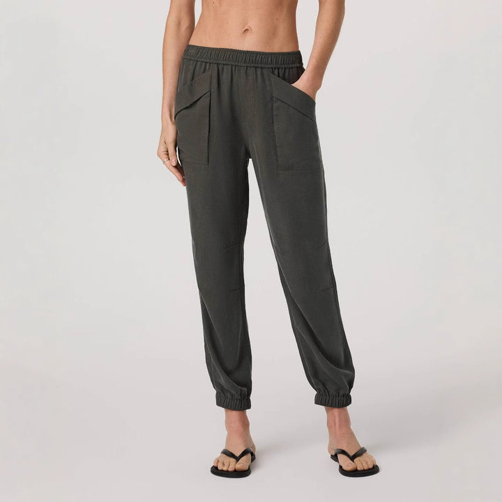 Women Relax Jogger Pants with High Elastic Waistband and Patch Pockets Mune Fashion