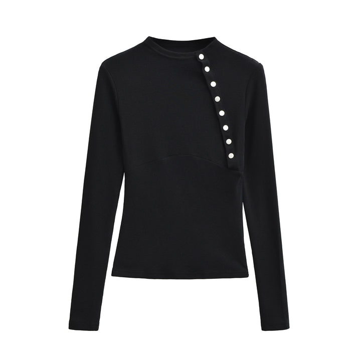 Women Fitted Long Sleeve with Asymmetrical Snap Placket Mune Fashion