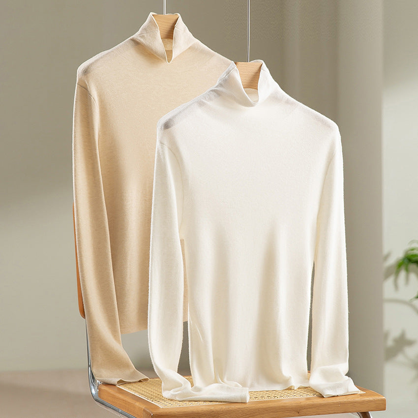 Women's Slim-Fit Fine Knit Turtleneck Sweater with Stretch Mune Fashion