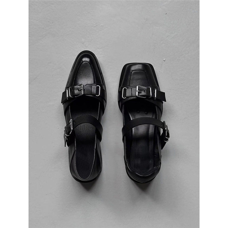 Ladies Buckle Monkstrap Slipper with Low Block Heel Mune Fashion