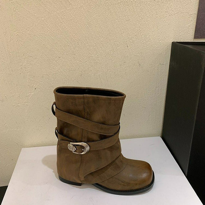 Ladies Fashion Ankle Boots with Wide Strap Mune Fashion