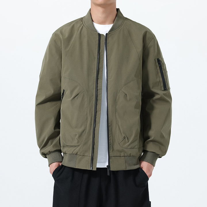 Men's Lightweight Bomber Jacket in Utility Style with Arm Pocket and Ribbed Cuffs Mune Fashion