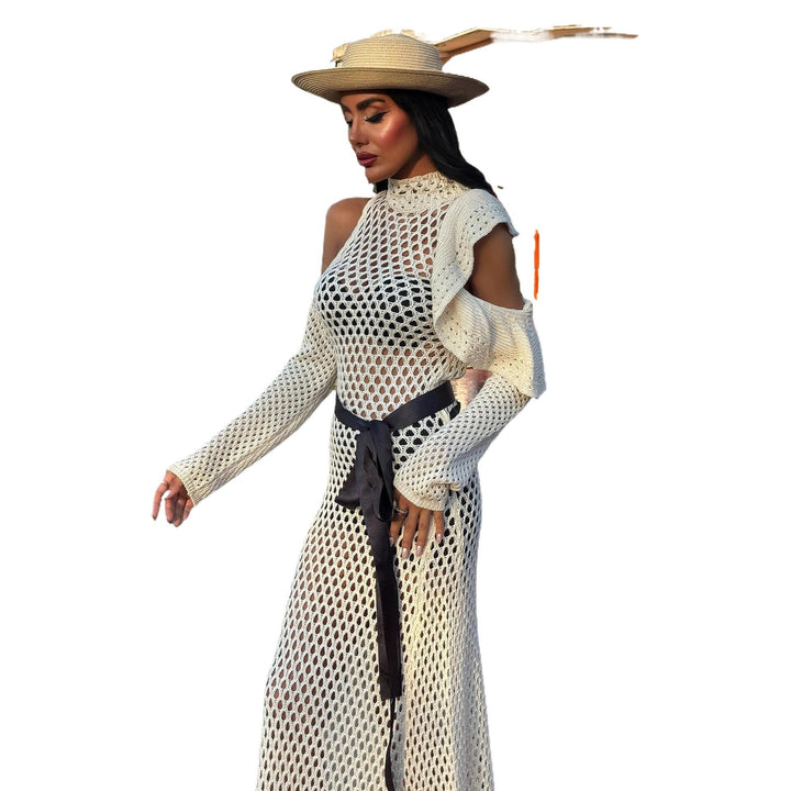 Women's Off-Shoulder Mesh Dress with Elegant Ruffles Mune Fashion