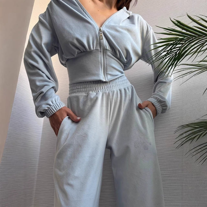 Women Tailored Cropped Hoodie Jacket with figure-shaping tube waistband Mune Fashion
