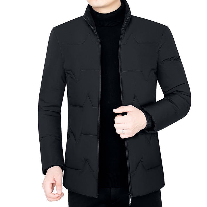 Men's padded stand-up collar jacket with water-repellent surface and zippered pockets Mune Fashion