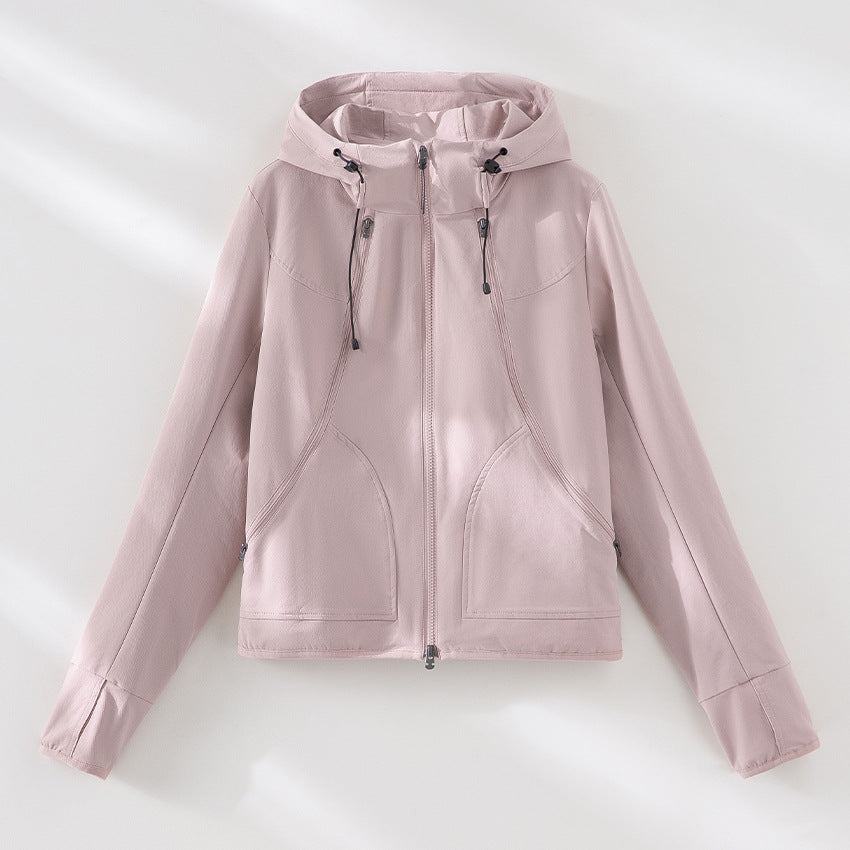 Women's Lightweight Hooded Jacket made of Functional Fleece with Two-Way Zipper and Ergonomic Seams Mune Fashion