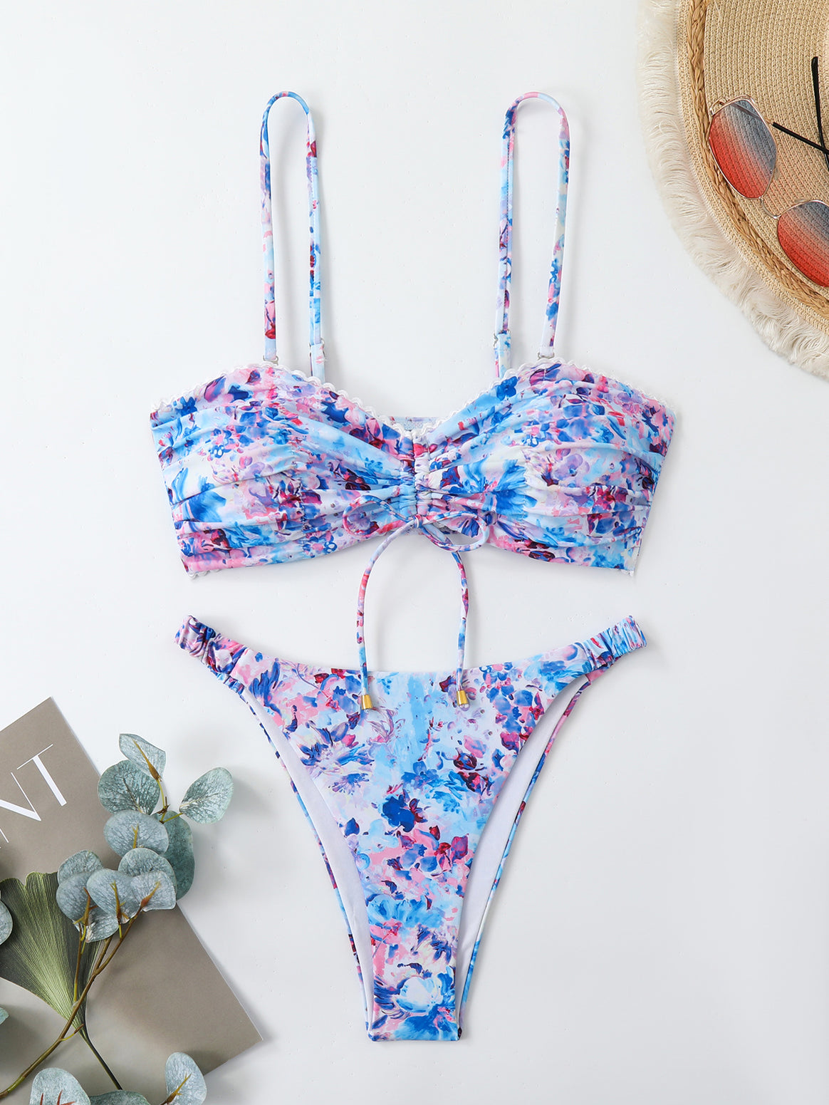 Women's bikini set with gathered top and high-waisted pants Mune Fashion