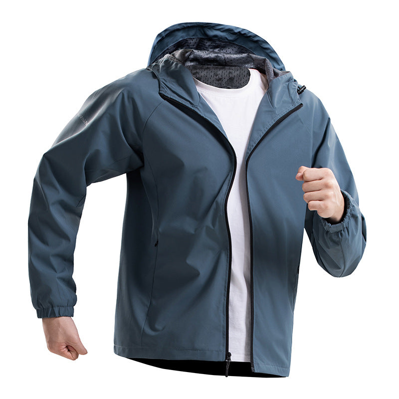 Men's lightweight water-repellent hooded shell jacket with breathable mesh lining Mune Fashion