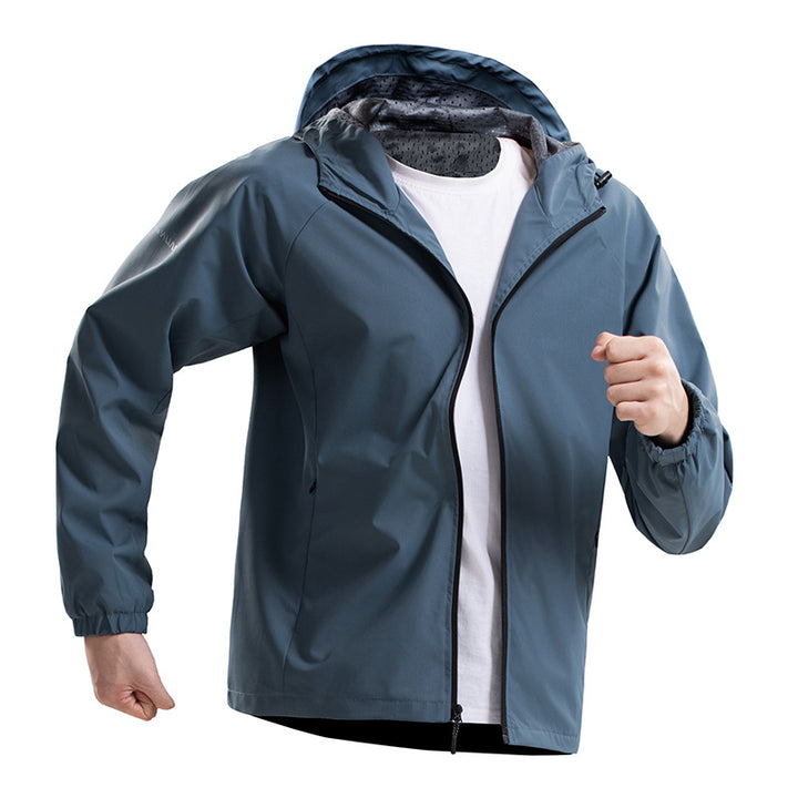 Men's lightweight water-repellent hooded shell jacket with breathable mesh lining Mune Fashion