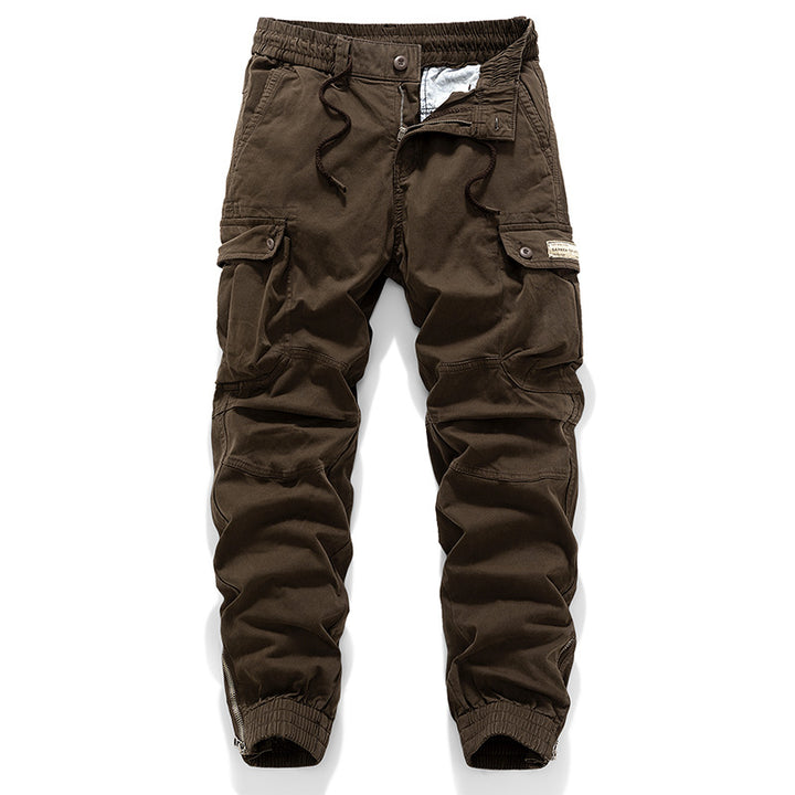 Men's Tactical Canvas Cargo Pants in Jogger Style with Elastic Drawstring Waistband, Knee Inserts, and Multi-Functional Flap Pockets Mune Fashion
