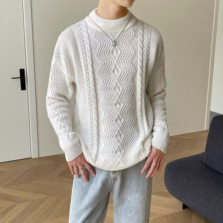 Men's chunky knit sweater with modern cable pattern Mune Fashion