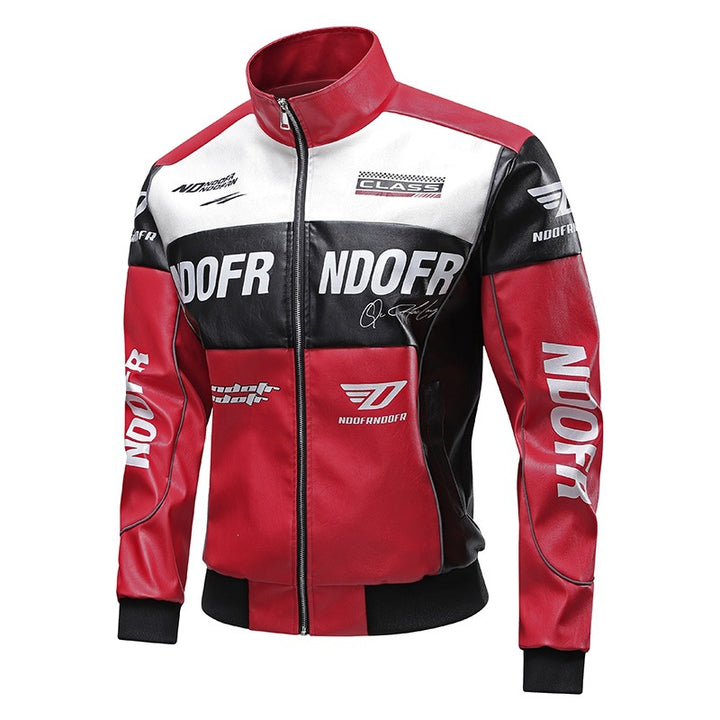 Men's Faux Leather Biker Jacket with Sporty Design Mune Fashion