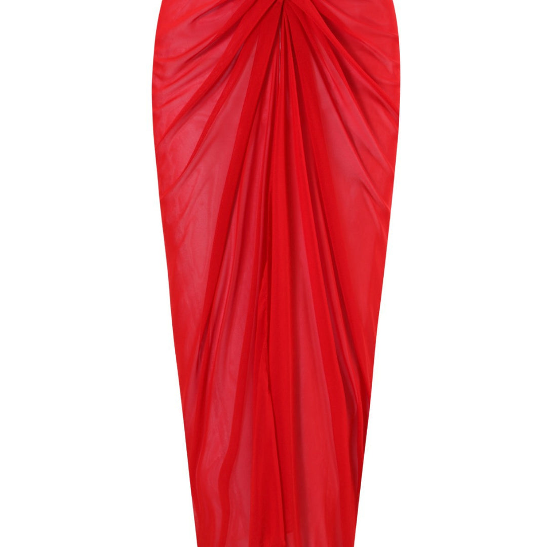 Women's one-sided swimsuit with elegant draping design and matching pareo Mune Fashion