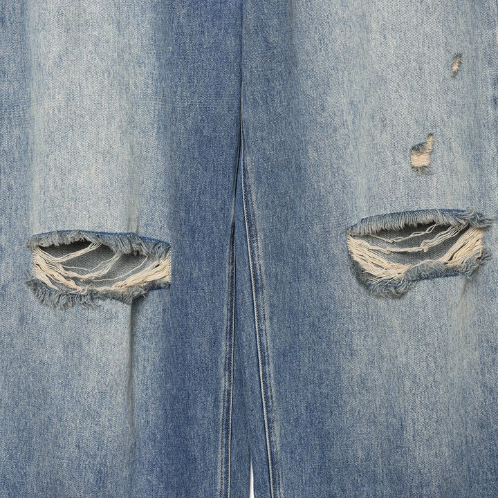 Women nan Highwaist Jeans with wide leg, destroyed details and frayed hem Mune Fashion
