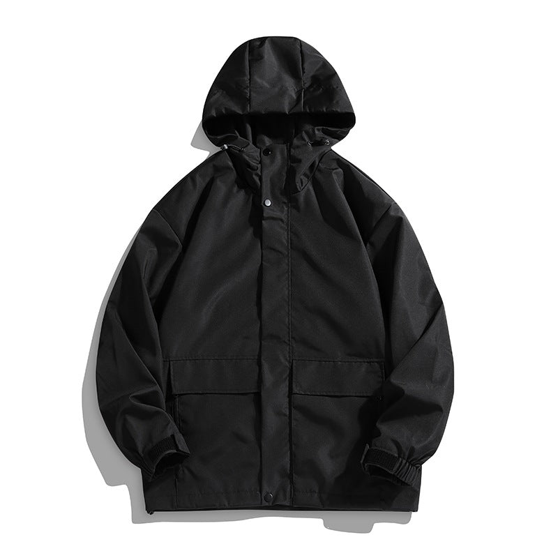 Unisex Waterproof Hooded Transition Jacket with Adjustable Hood & Utility Pockets Mune Fashion