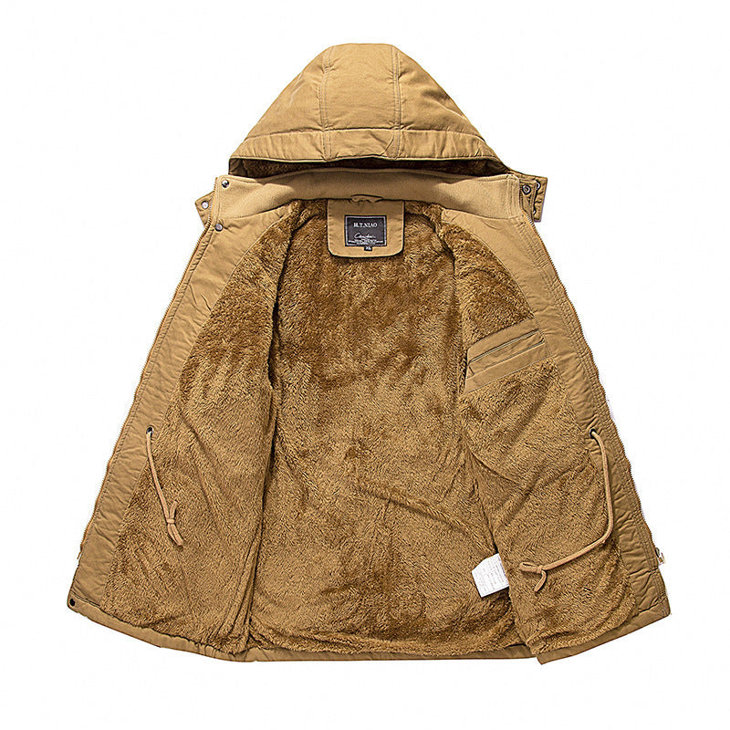 Men's Military-Inspired Canvas Parka with Teddy Lining, Removable Hood and Utility Pockets Mune Fashion