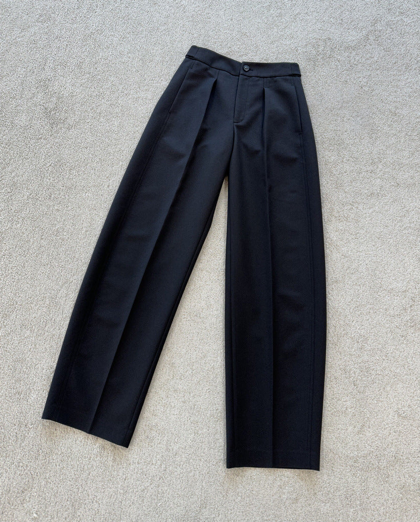 Women Elegant Wide Fabric Pants with Pleats Mune Fashion