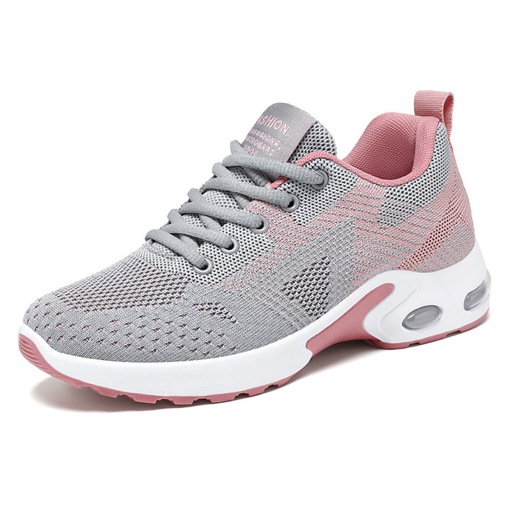 Women's sporty knit sneakers with shock-absorbing air unit, ergonomic comfort sole, and elastic lacing Mune Fashion