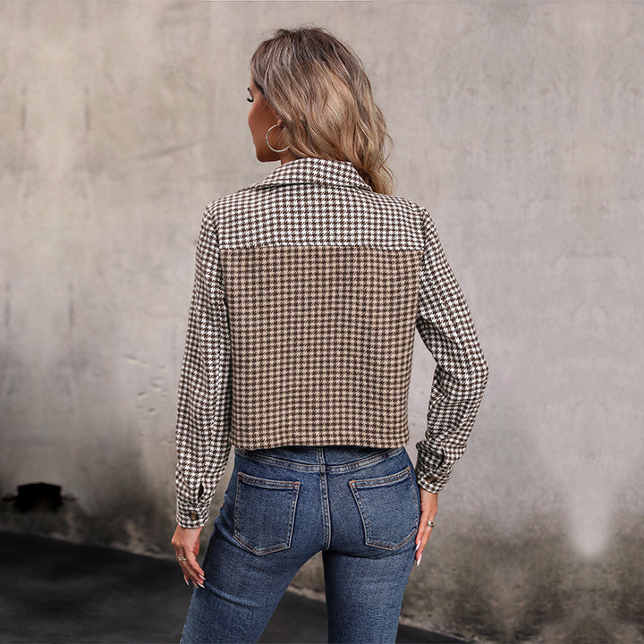 Ladies Checkered Short Jacket Mune Fashion