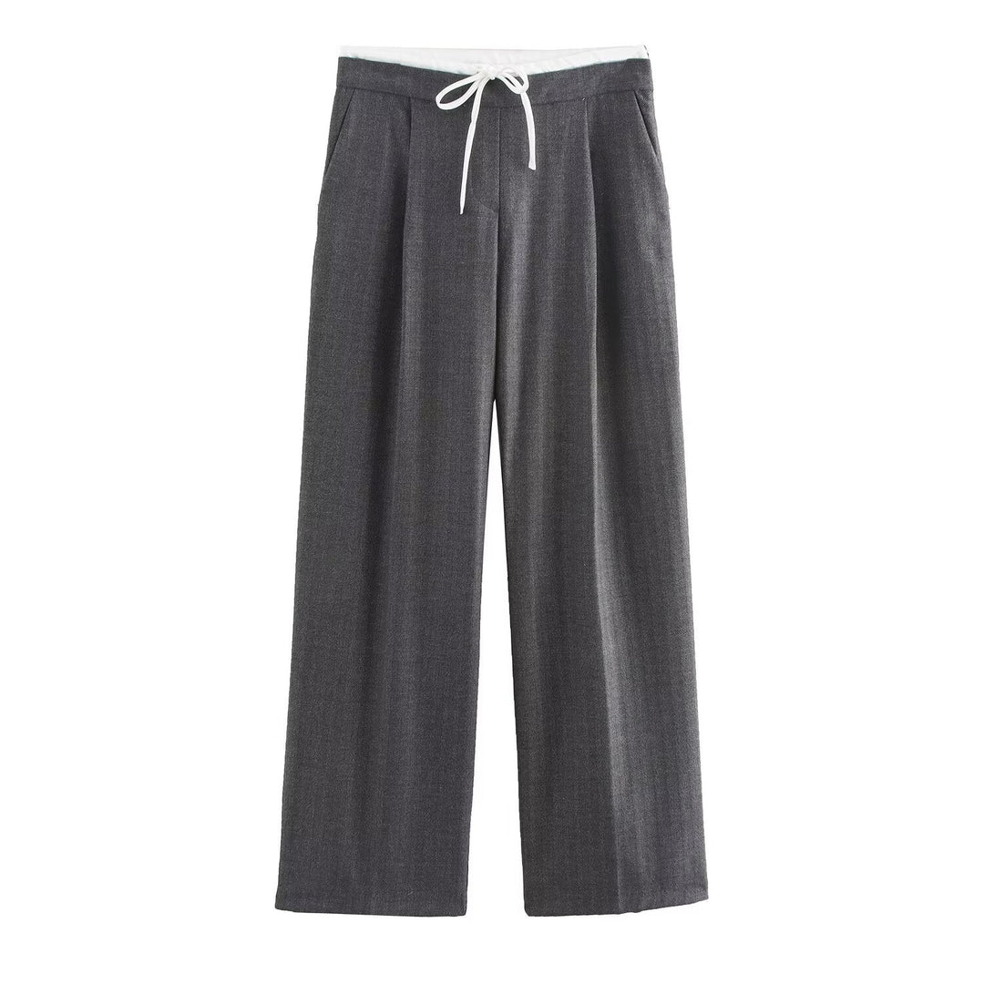 Women 60+ wide Highwaist Palazzo pants with drawstring waistband and crease Mune Fashion