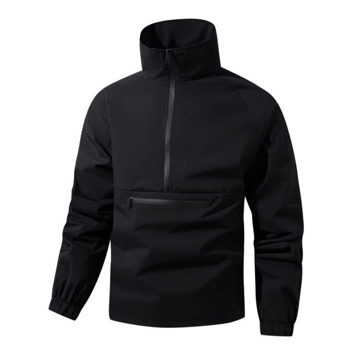 Men's Lightweight Water-Repellent Anorak with Half-Zip, High Stand Collar & Front Zipper Pocket Mune Fashion