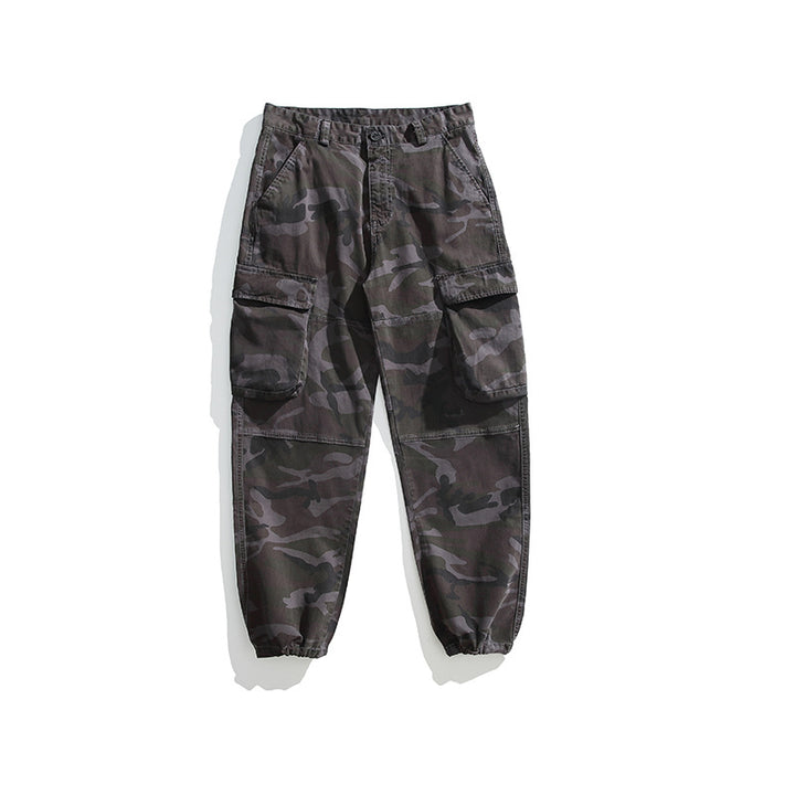 Men's Tactical Cargo Jogger Pants with Elastic Ankle Cuffs, Multiple Flap Pockets and Camouflage Pattern Mune Fashion