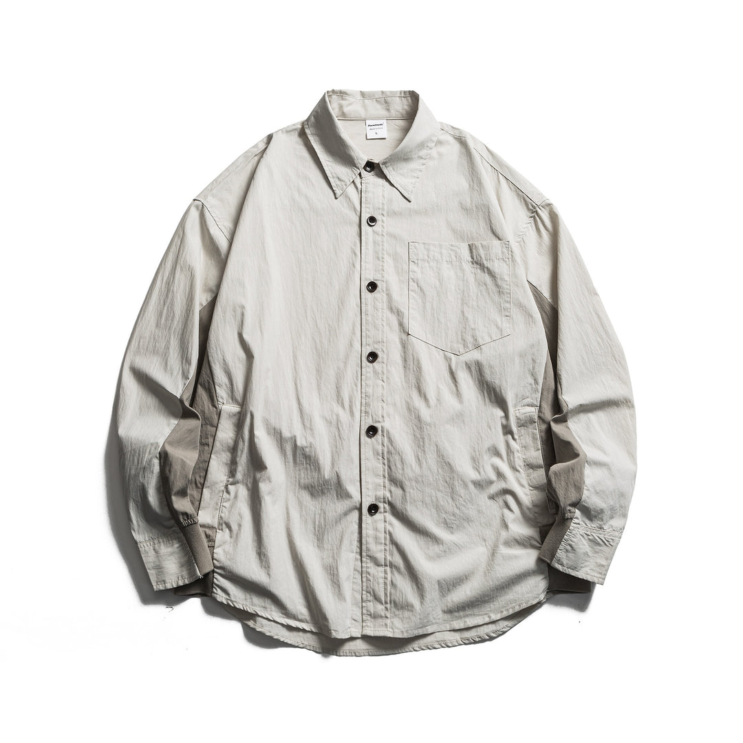 Men's Oversized Shirt with Chest Pocket and Ribbed Cuffs Mune Fashion