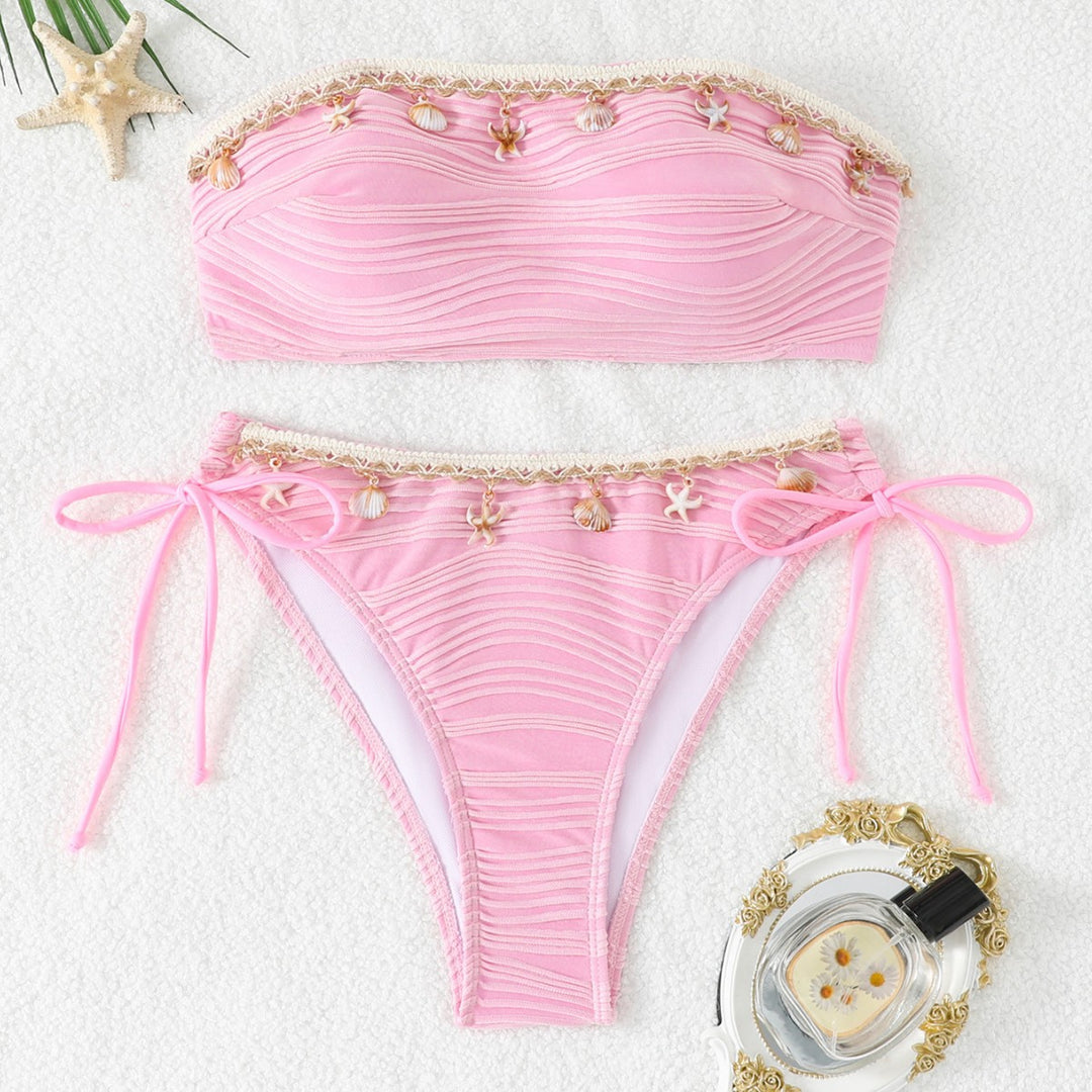 Women Bandeau Bikini with Shell Decoration Mune Fashion