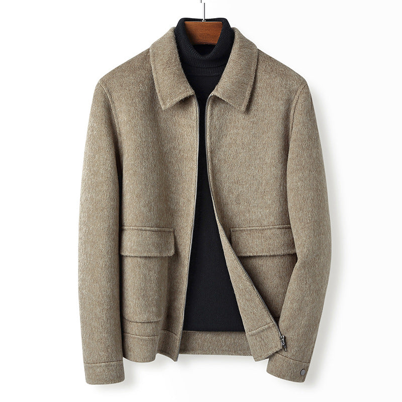 Men's wool blend transitional jacket with stand collar, zipper and flap pockets Mune Fashion