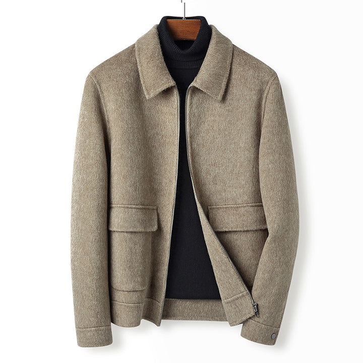 Men's wool blend transitional jacket with stand collar, zipper and flap pockets Mune Fashion