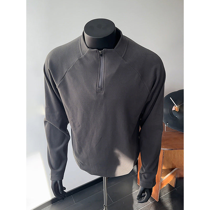 Men's Lightweight Functional Half-Zip Sweatshirt with Stand-Up Collar and Raglan Sleeves Mune Fashion