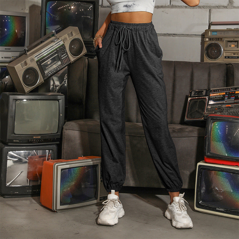 Women's Comfortable Jogging Pants with Elastic Waistband Mune Fashion