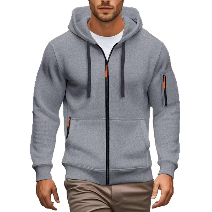 Men's functional hooded jacket with full zip, arm pocket, and elastic cuffs Mune Fashion
