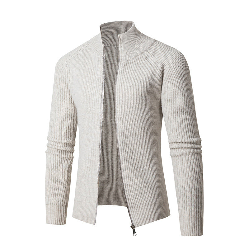 Men's slim zip cardigan made of merino mix with ribbed structure and raglan sleeves Mune Fashion