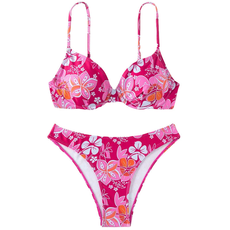 Women padded triangle bikini with floral design and adjustable straps Mune Fashion