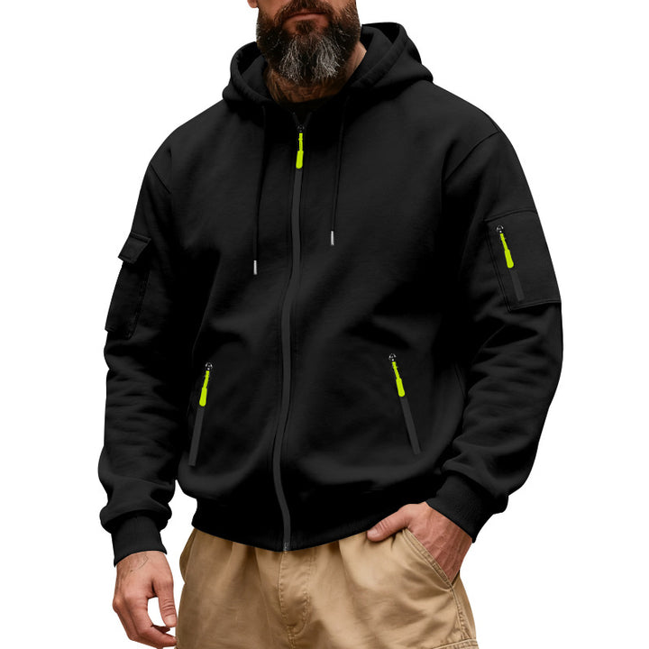 Men's functional hoodie sweat jacket with full zip and arm pocket Mune Fashion