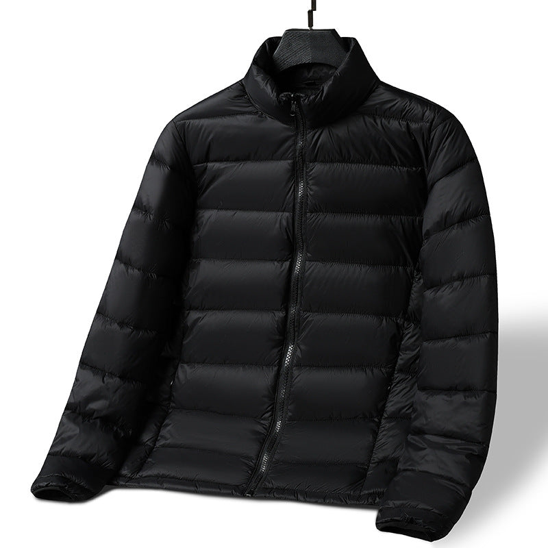Men's lightweight ultra-warm packable quilted jacket with horizontal quilting, high stand-up collar, and two-way zipper Mune Fashion