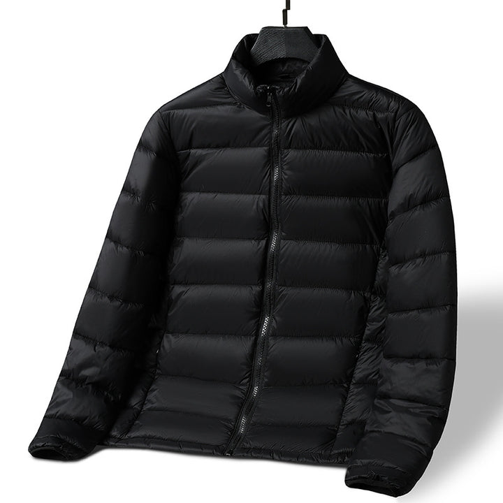 Men's lightweight ultra-warm packable quilted jacket with horizontal quilting, high stand-up collar, and two-way zipper Mune Fashion