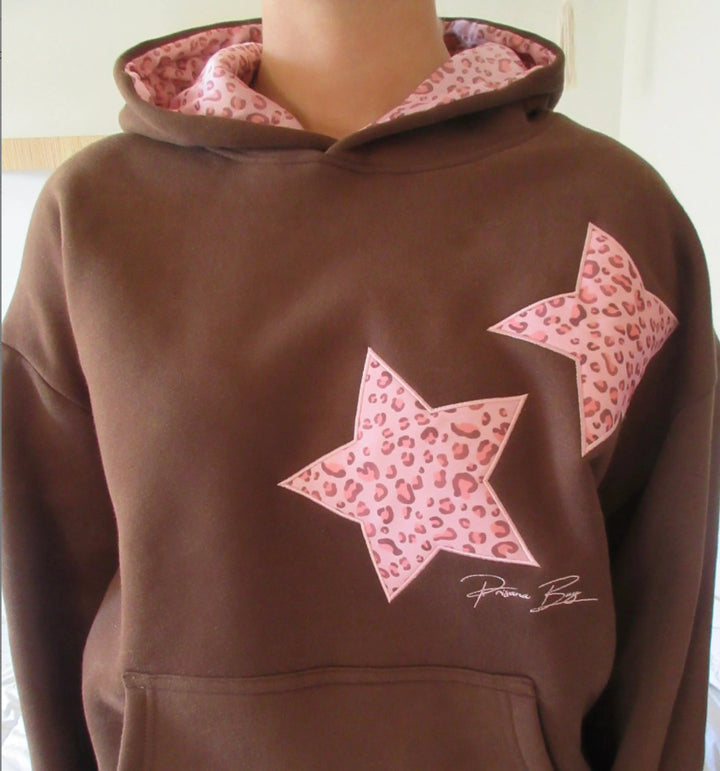 Women nan Oversize hoodie with star appliqués and lined hood Mune Fashion