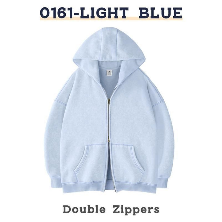 Unisex Oversized Hoodie Jacket with Double Zipper and Kangaroo Pockets Mune Fashion