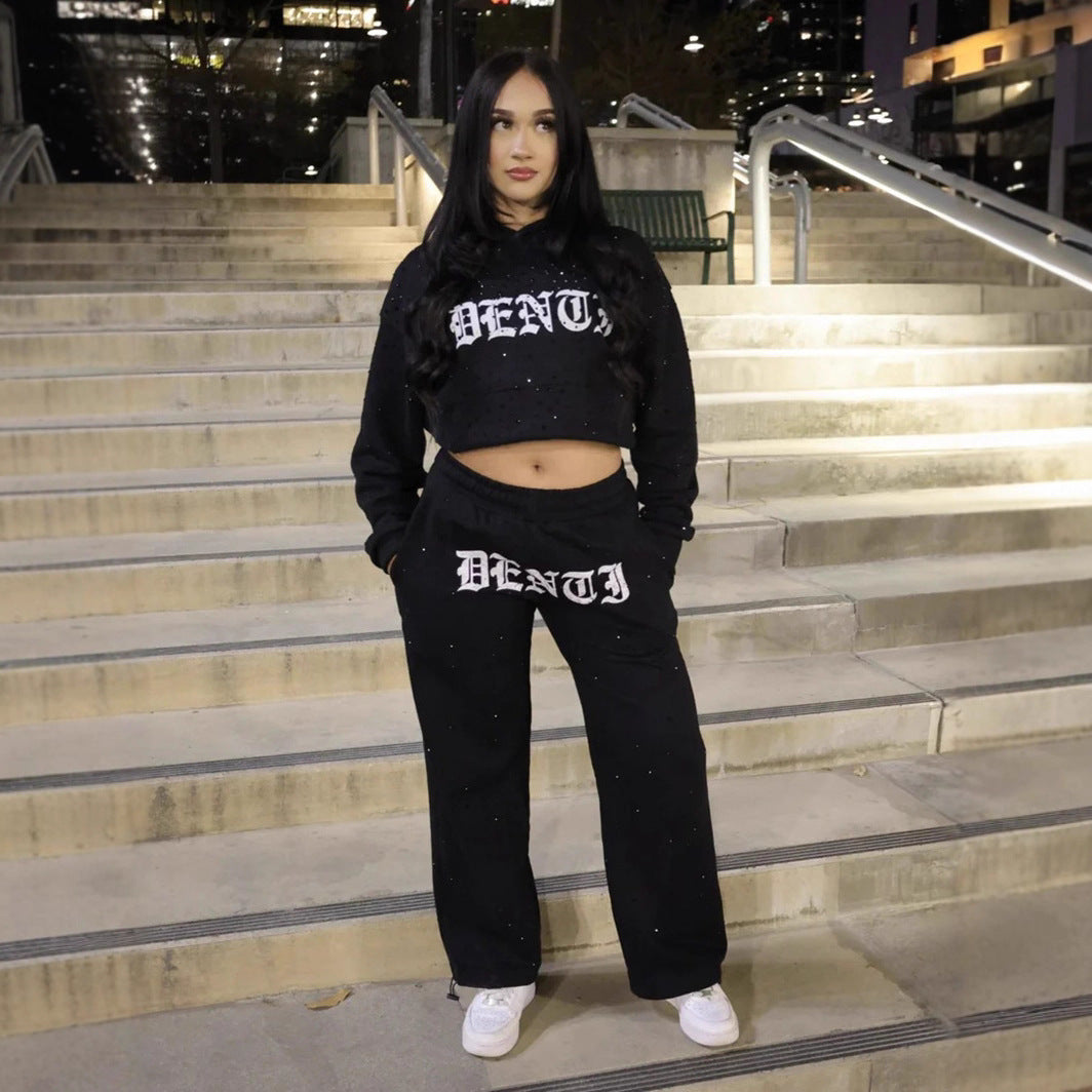 Women nan lounge pants with galaxy star print, straight leg, elastic comfort waistband, and gothic lettering Mune Fashion