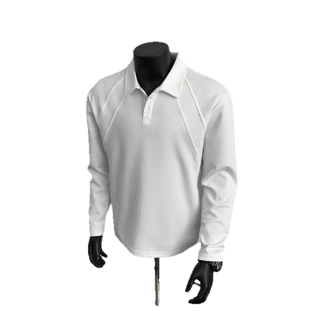 Men's Long Sleeve Polo with Half Placket, Raglan Seams and Structure Panels Mune Fashion