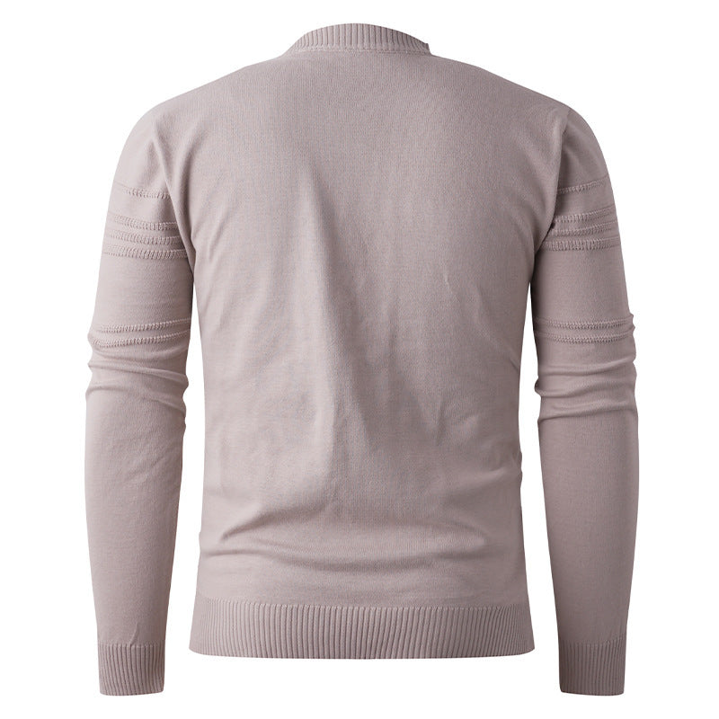 Men's fine knit pullover round neck with embossed stripe structure and slim silhouette Mune Fashion