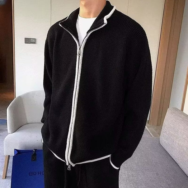Men's Fashionable Cardigan with Stand-Up Collar Mune Fashion