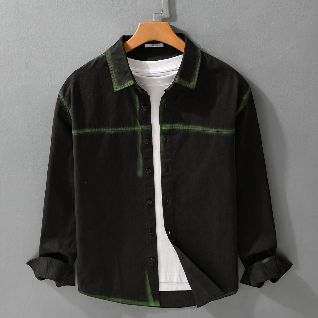 Men's shirt jacket in oversized style with washed edges and classic kent collar Mune Fashion